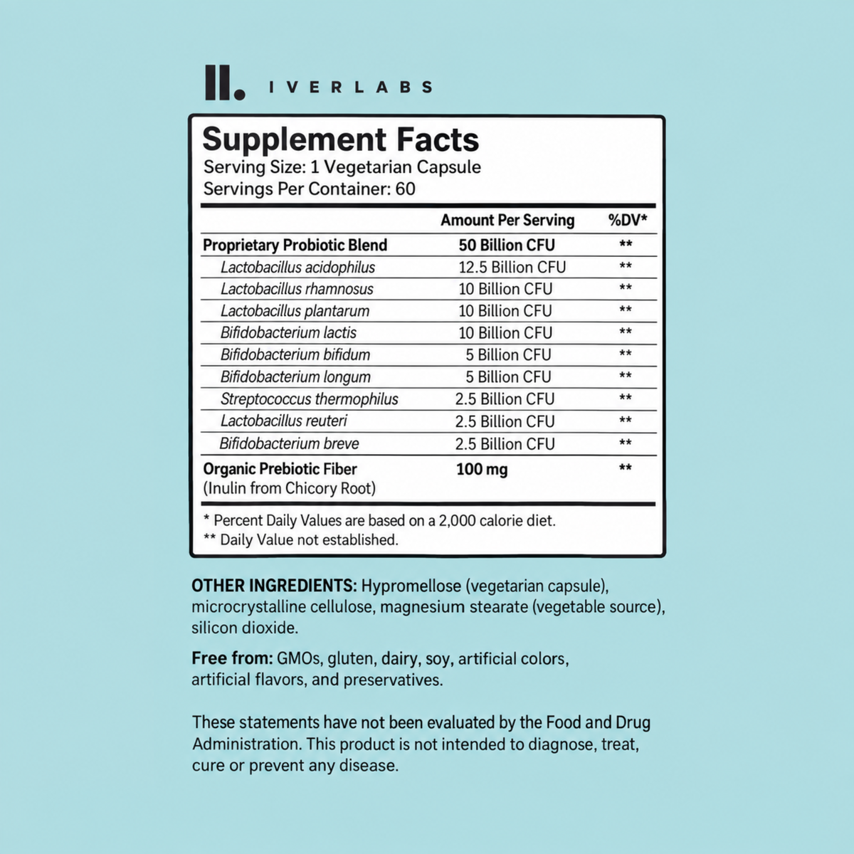 Advanced Probiotic 50 Billion CFU with Prebiotic Fiber