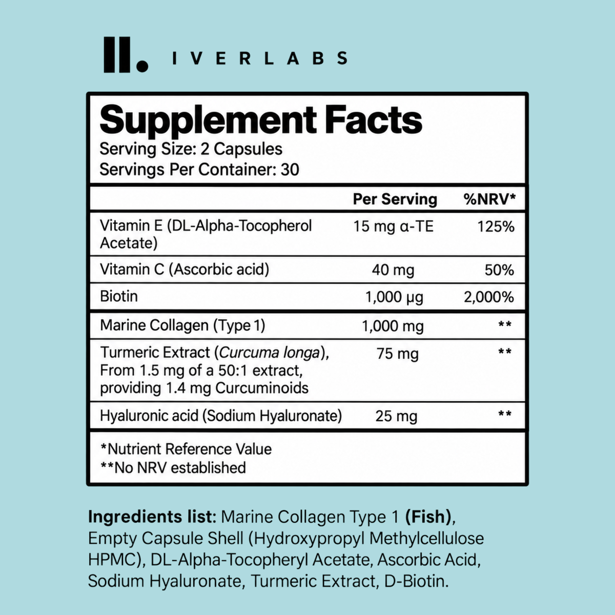 Collagen Complex with Hyaluronic Acid & Turmeric – 60 Capsules